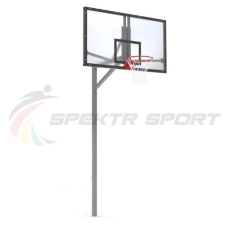 Купить Стойка баскетбольная уличная упрощенная со щитом из оргстекла, кольцом и сеткой SP D 412 в Воркуте 