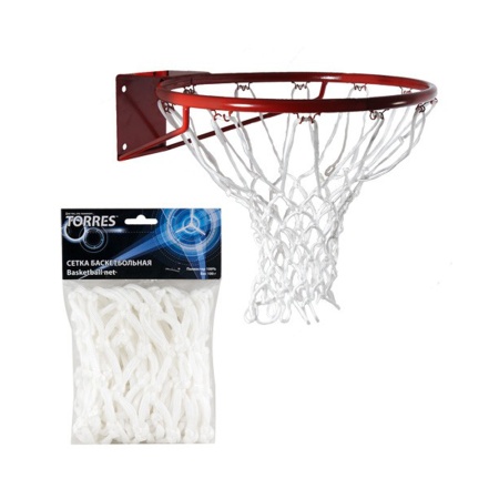 Купить Сетка баскетбольная Torres, нить 6 мм, белая в Воркуте 